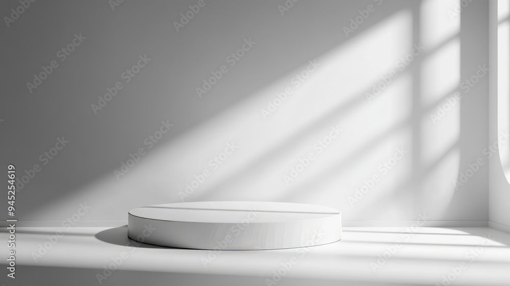 Poster empty studio product display. a white background and copy space. a perspective studio photography st