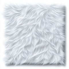 Obraz premium High-resolution image of a white, fluffy, and soft textured square piece of fur, ideal for cozy designs, backgrounds, and textiles.