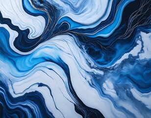 Fototapeta premium Minimalistic Marble Background with Soft Flowing Patterns in Light Blue and Black