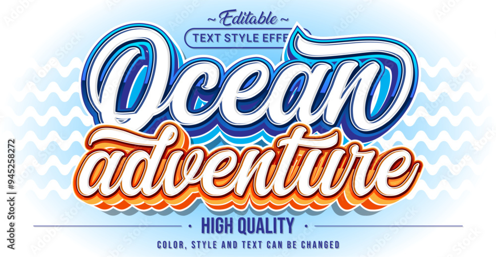 Poster Editable text style effect - Ocean Adventure text style theme.
