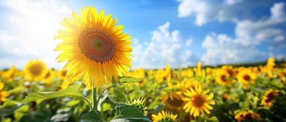 Vibrant Sunflowers Blooming in a Picturesque Summer Field