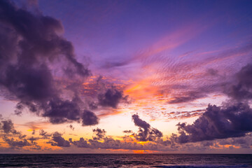 Landscape view colorful sunset or sunrise sky, Beautiful Light Sunset or sunrise over sea,Colorful...