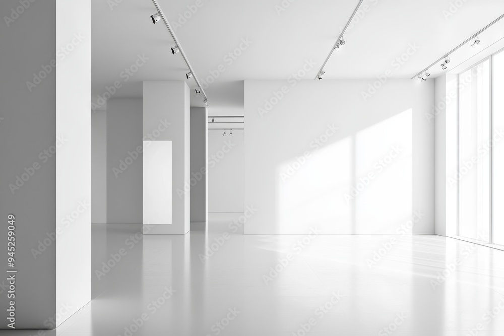 Poster this studio room template features an empty white background and a modern concept. there are backdro