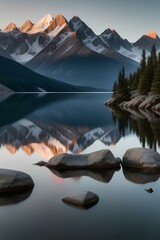 Beautiful mountain range with a large body of water in the foreground