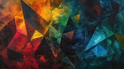 Abstract colorful triangular painting.