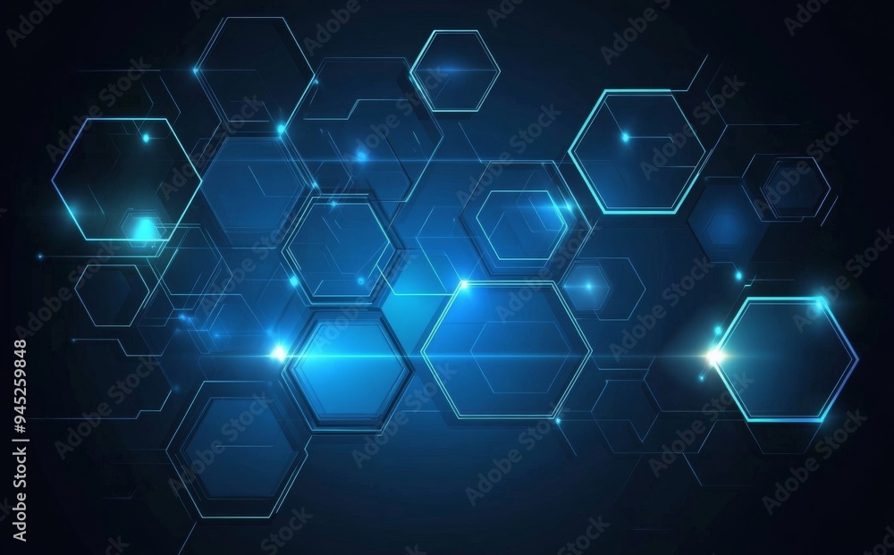 Poster an abstract digital tech circle and a blue technology background are used in this copy space.