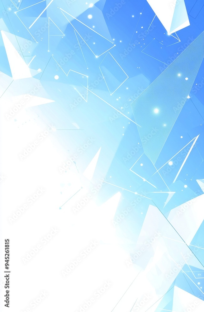 Poster the background is abstract blue and white with a modern geometric pattern design with a glass textur