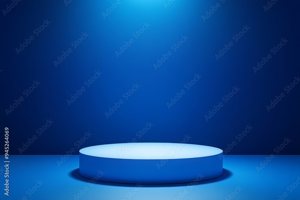 Poster an empty blue background with a spotlight with a studio design. blank cement backdrop for a realisti