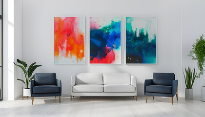 white wall with modern abstract art details