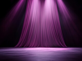 Elegant purple stage with soft lighting, perfect for theater, performances, presentations, and creative backgrounds.