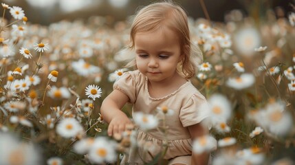 Child in Flower Field