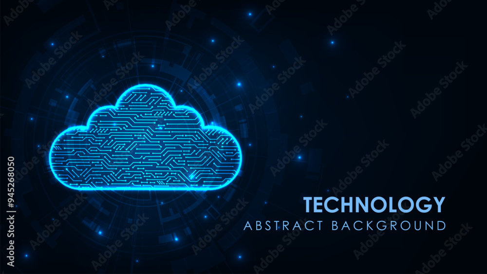 Poster abstract data center network system. cloud storage technology concept. futuristic big data.