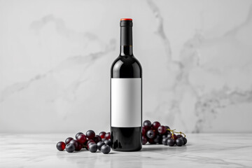 Obraz premium High-quality wine bottle mockup, perfect for showcasing label designs and branding. Includes realistic 3D rendering with customizable packaging options. Ideal for product visualization.