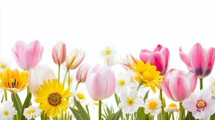 Fototapeta premium A vibrant arrangement of colorful flowers in a bright, cheerful setting.