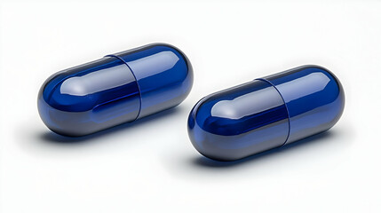 Blue Pills on White Background