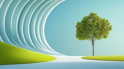 Obraz premium Harmony of Nature and Design - Intricate Organic Lines Meeting Geometric Forms with Copy Space for Text
