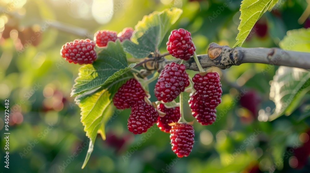 Canvas Prints Ripe Blackberries on a Branch