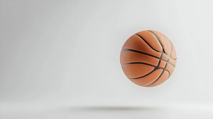 Basketball Floating on White Background