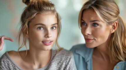 Naklejka premium Mother and Teen Daughter Bonding