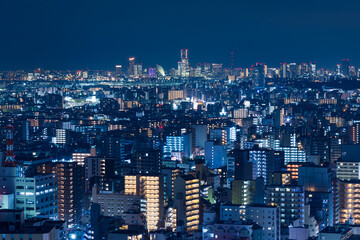 日本の都市夜景　川崎市役所からの眺望（横浜方面）