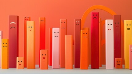 Obraz premium Colorful Wooden Blocks with Emojis.