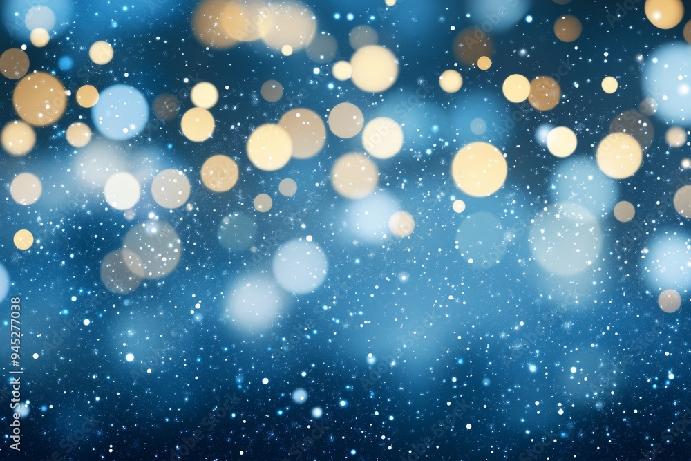 Poster the bokeh light effect is abstract with a navy blue background and sparkles