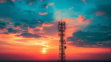 Telecommunications Tower at Sunset