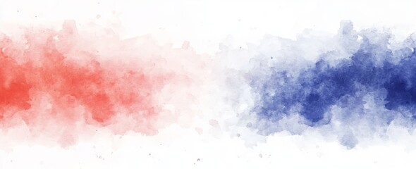 Obraz premium Background in patriotic red, white and blue colors with soft faded watercolor border texture design, perfect for Veteran's Day or Memorial Day.