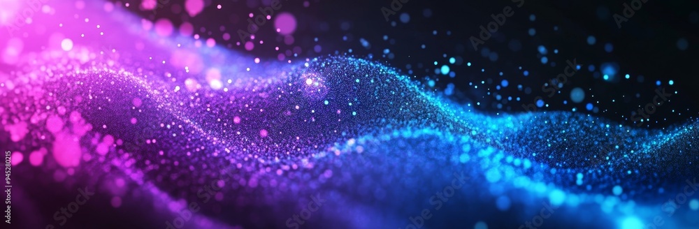 Poster an abstract neon wave background in purple and blue tones. rendering of computer virtual reality in 