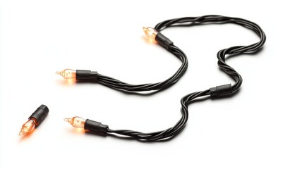 Fototapeta premium Isolated string of christmas lights with clipping path on white background.