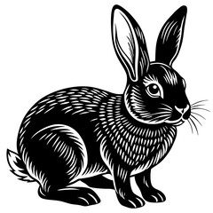 Black and White Vector Rabbit