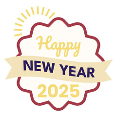 Happy New Year 2025 Badge Greeting