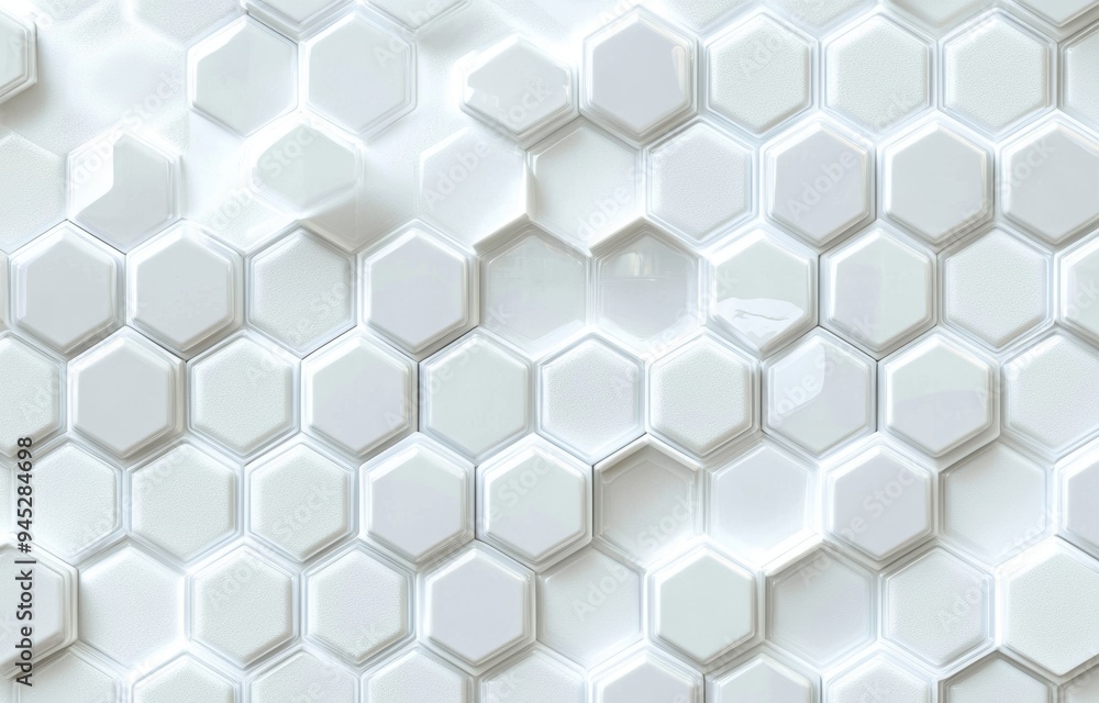 Poster abstract banner with white hexagon 3d background texture. 3d rendering illustration.
