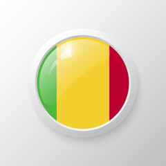 Fototapeta premium 3D Button with Mali flag. as round glossy icon on background isolated. Vector illustration eps 10. 