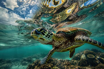 Obraz premium Sea Turtle Underwater