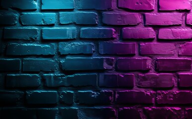 3D rendering of futuristic neon lights on grungy brick walls.