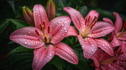 Fototapeta premium delicate pink lily flowers