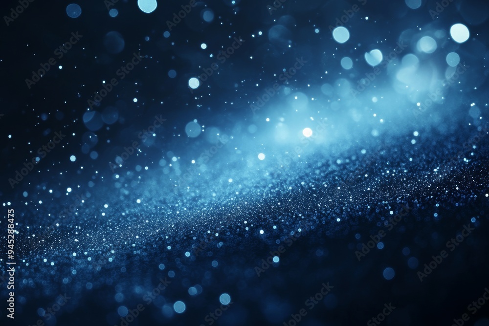 Poster the background is navy blue with an abstract sparkle bokeh light effect
