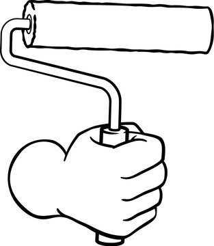 recommend clip art: A painter decorator hand or fist holding a paint roller cartoon
