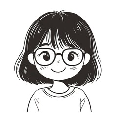 Obraz premium Minimalist Dokkaebi clipart on white background, simple line drawing for kids book, flat vector with thick outline, simple and cute design 