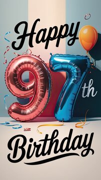 Colorful 97th Birthday Celebration with Balloons and Streamers