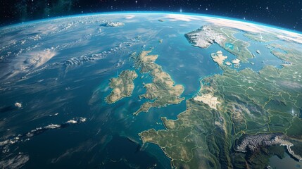 Fototapeta premium Satellite View of Europe and Great Britain