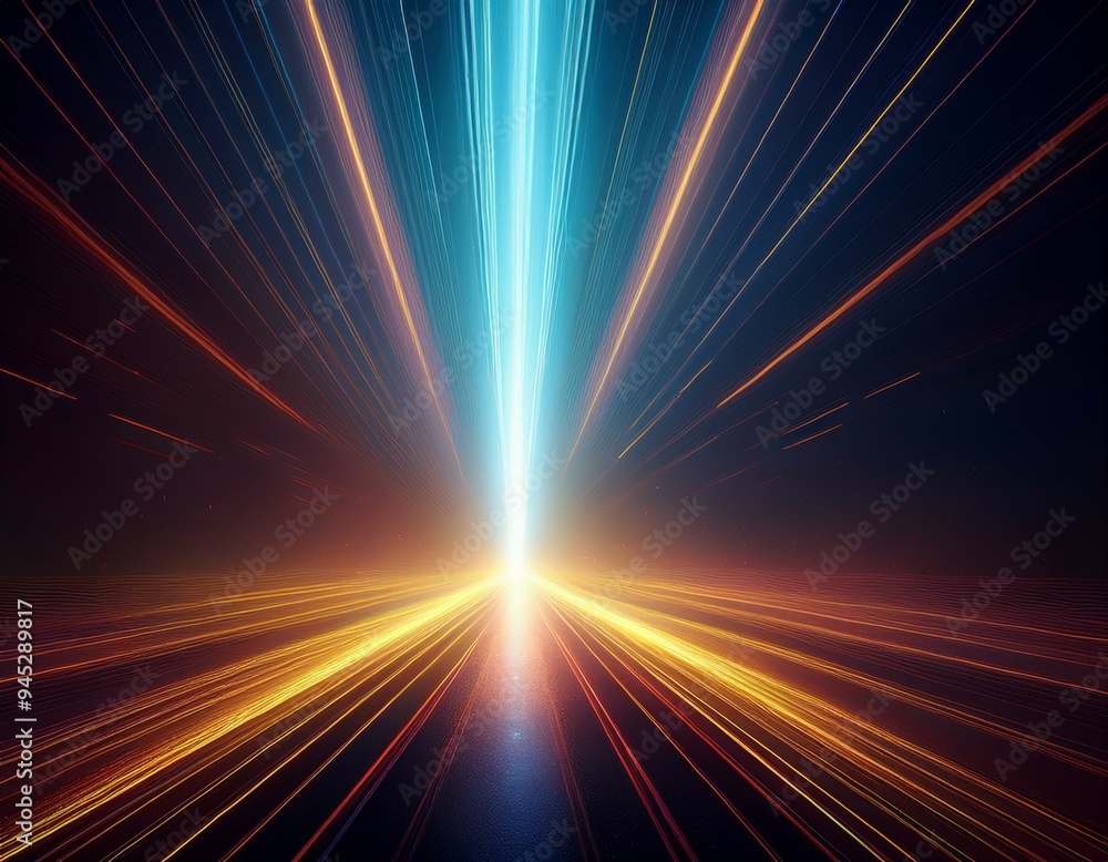 Poster image of a light beam that is shining in the darkness generative ai