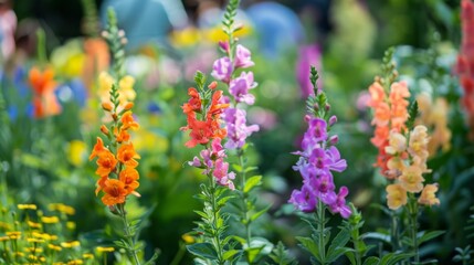 Fototapeta premium Vibrant Summer Garden with Multicolored Flowers