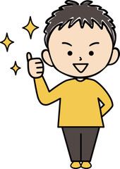 笑顔でいいねをする男の子