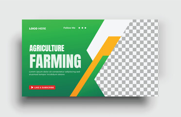Lawn or Agro farm gardening service YouTube video thumbnail design media post and web banner template

