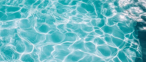 Obraz premium Surface texture of transparent blue clear water with ripples and bubbles. Abstract summer banner background Water waves in sunlight with copy space Cosmetic moisturizer micellar toner emulsion.