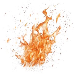 burning fire flames and sparks isolated on white background