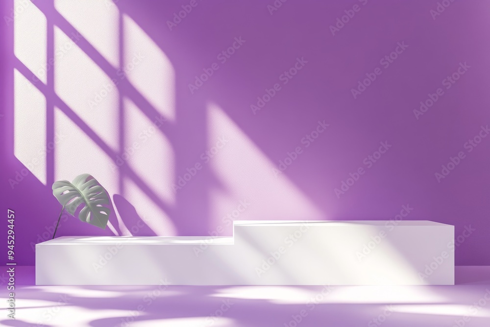 Poster the background is an abstract purple color gradient studio background. the room is empty with shadow