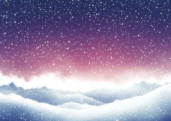 Fototapeta premium Snowfall over rolling hills at dusk with a vibrant purple sky and soft illumination